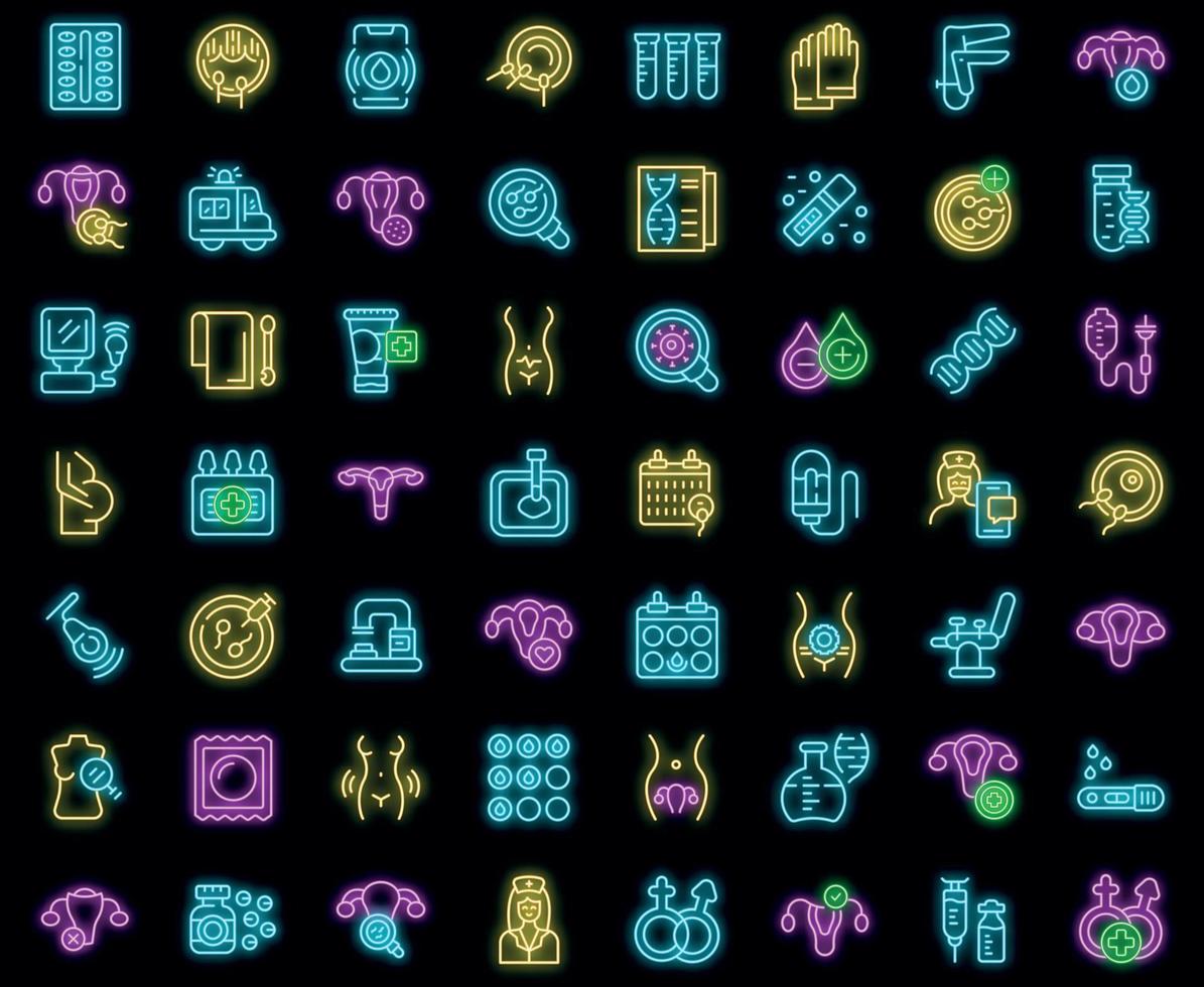 Reproductive health icons set vector neon