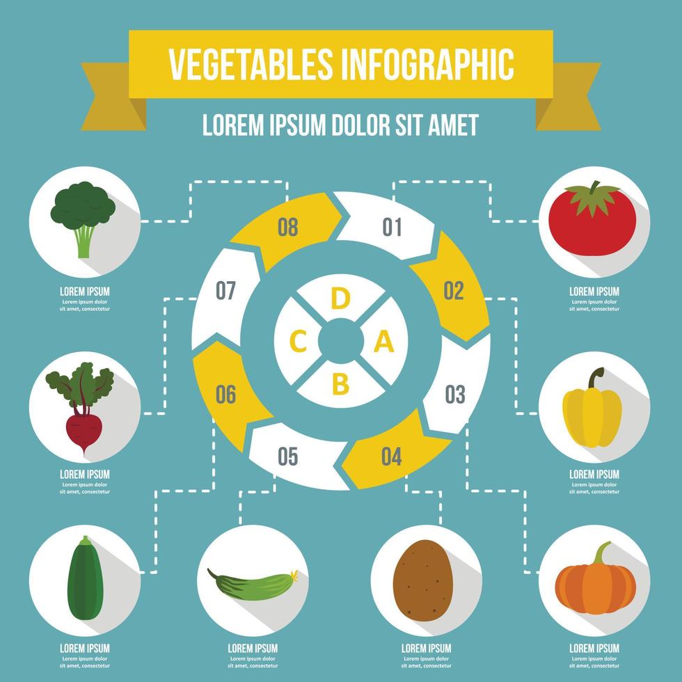 Vegetables infographic concept, flat style vector