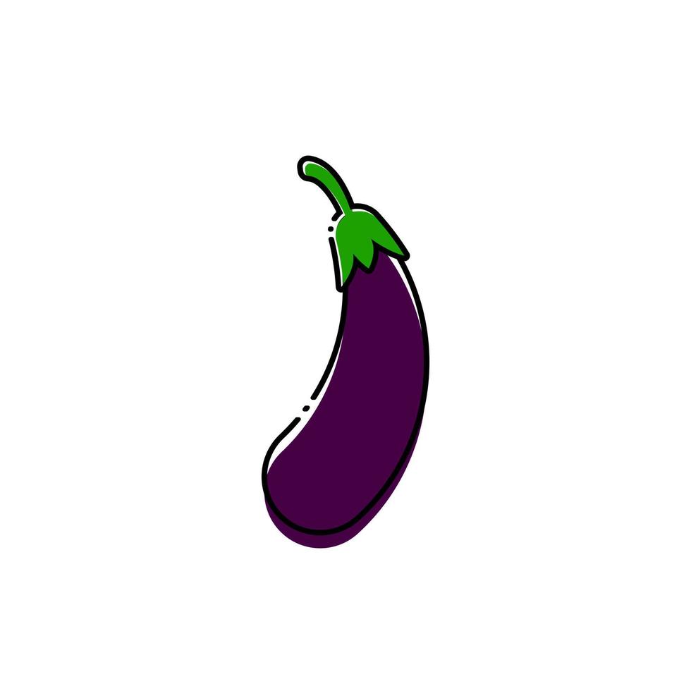 Eggplant vector isolated. Cartoon Eggplant icon on white background