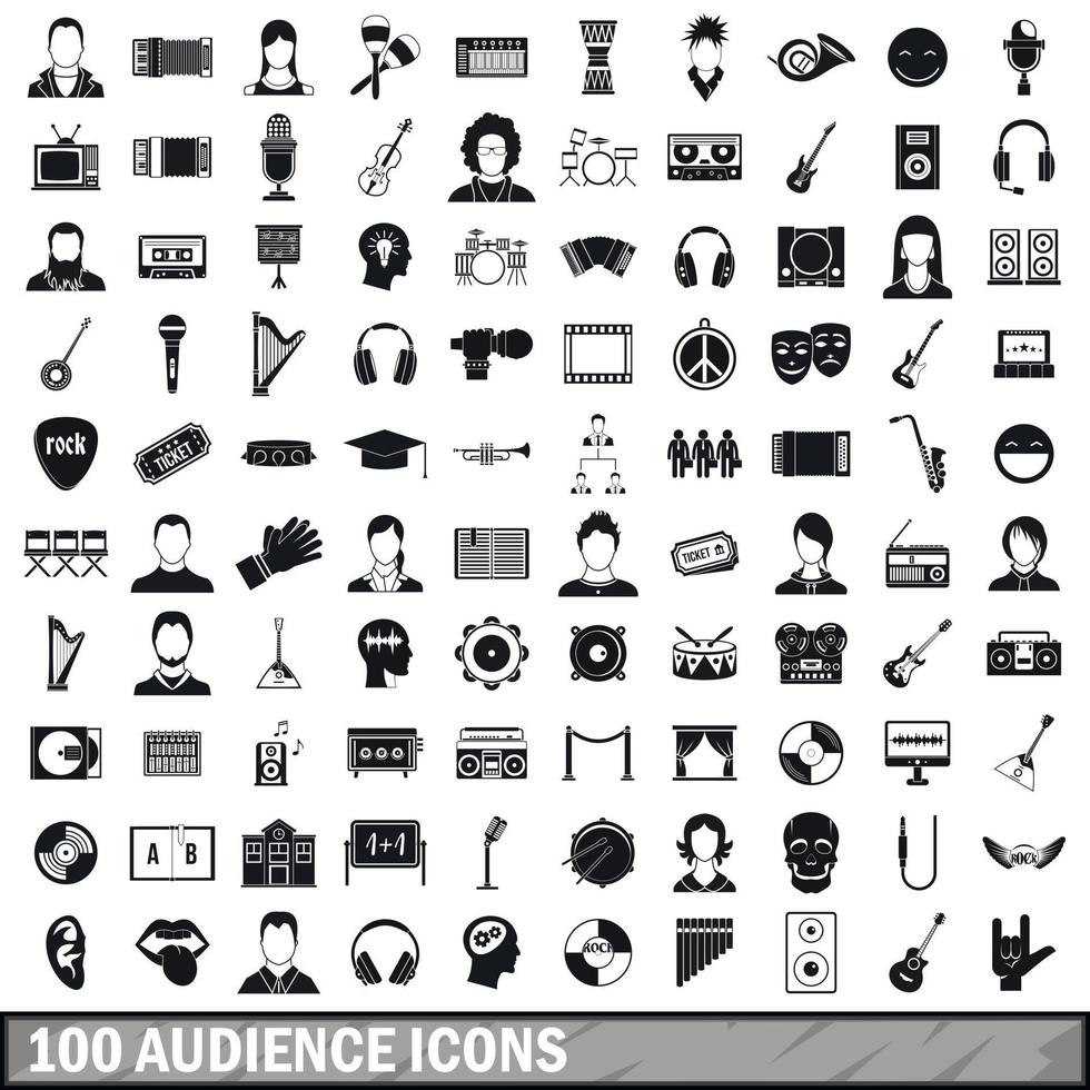 100 audience icons set, simple style vector