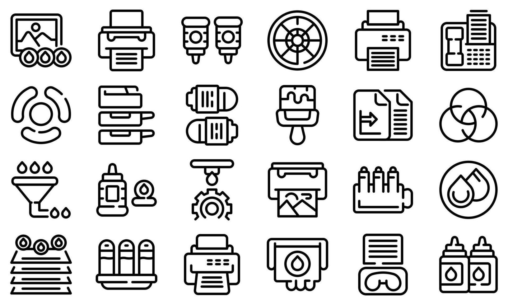 Cartridge filling icons set outline vector. Computer copier vector