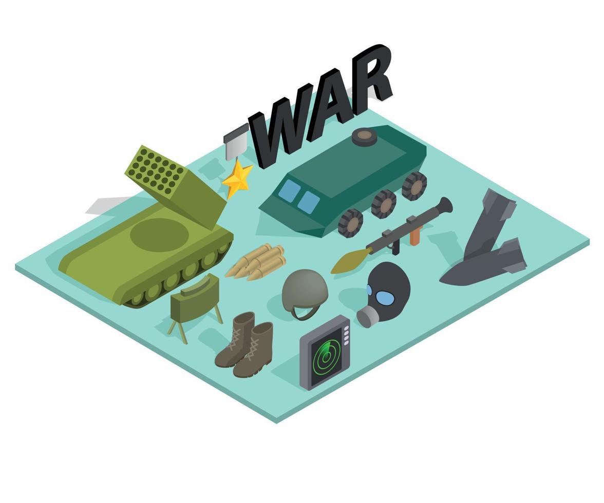 War way concept banner, isometric style vector