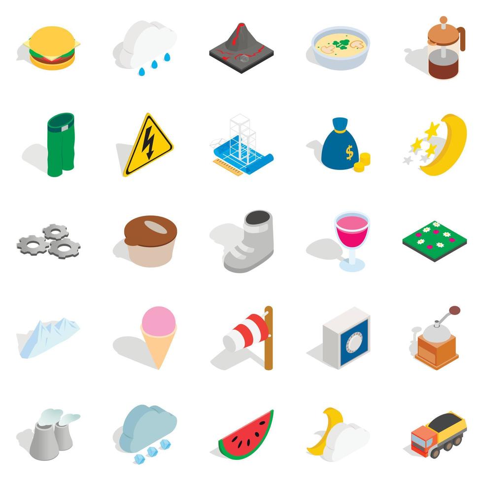 Electricity icons set, isometric style vector