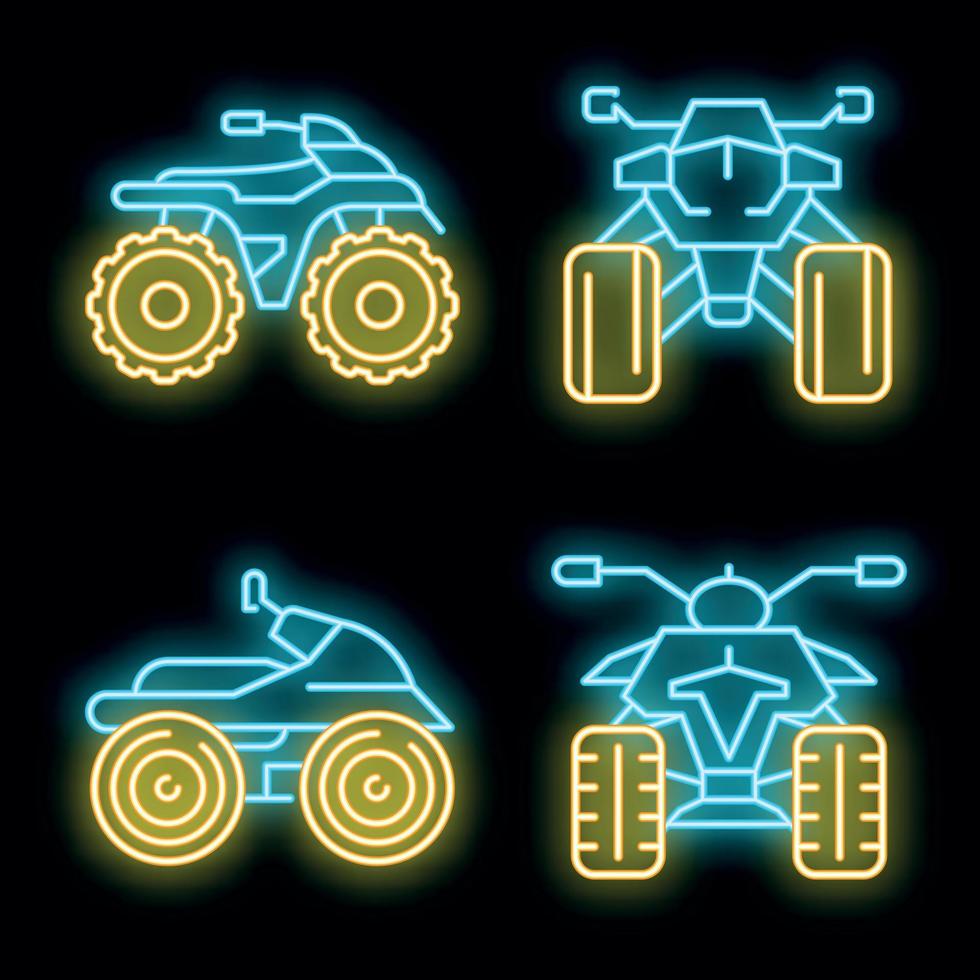 Quad bike icons set vector neon