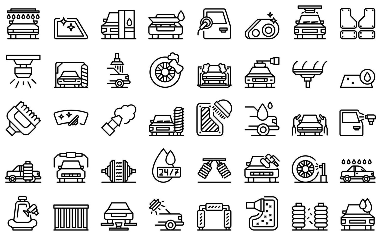 Automated car wash icons set outline vector. Car auto vector
