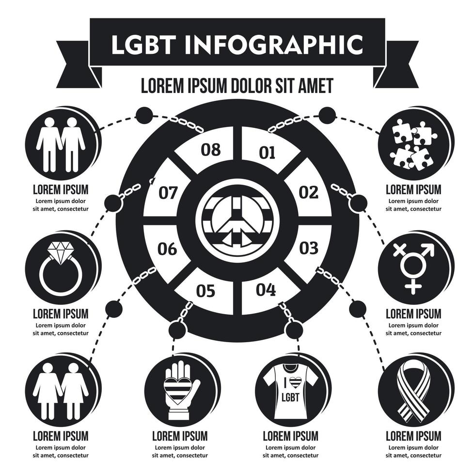 LGBT infographic concept, simple style vector