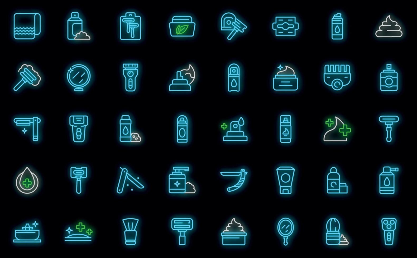 Shaving cosmetics icons set outline vector. Man shave vector neon