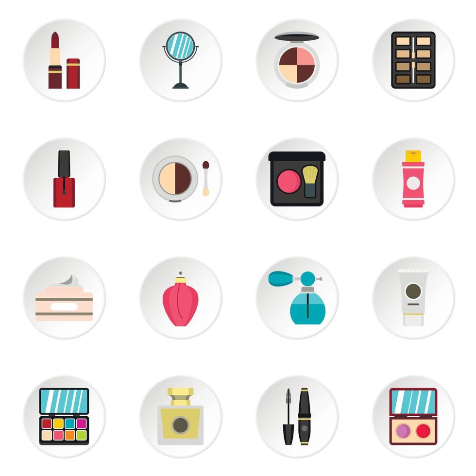 Cosmetic icons set, flat style vector