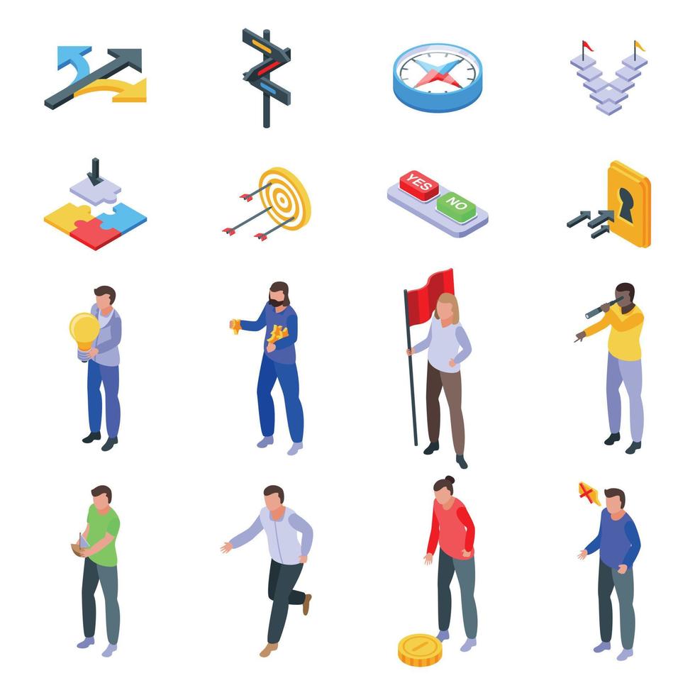 Opportunity icons set, isometric style vector