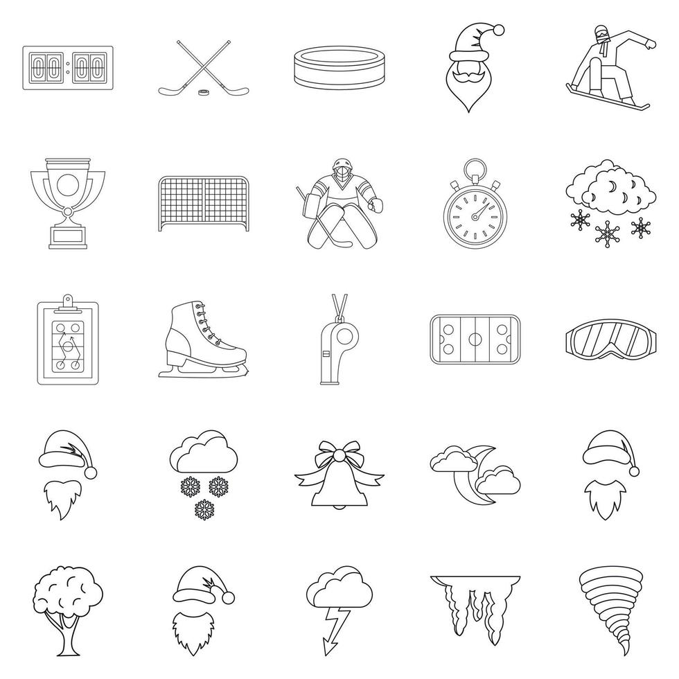 Sport stuff icons set, outline style vector