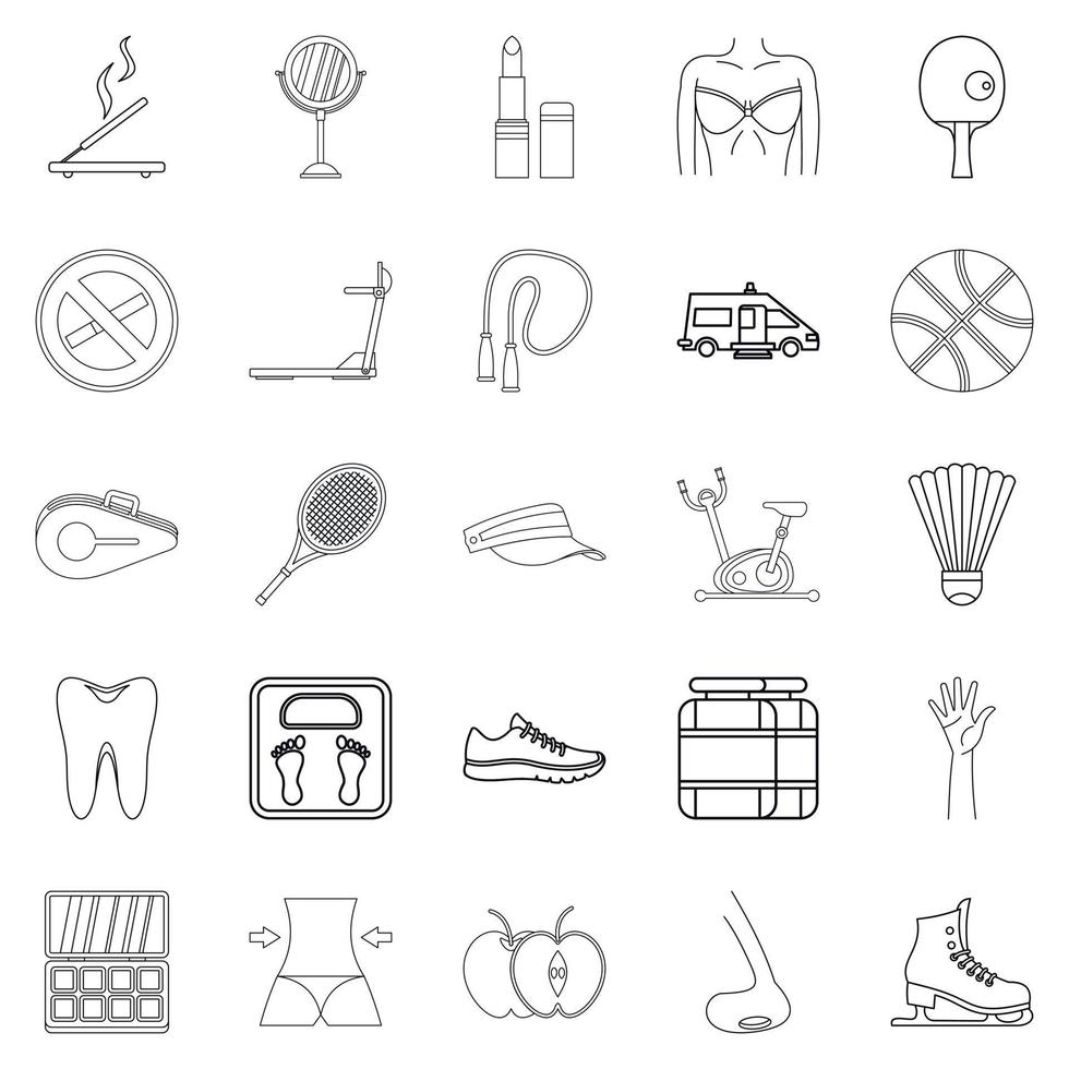 Women Health icons set, outline style vector
