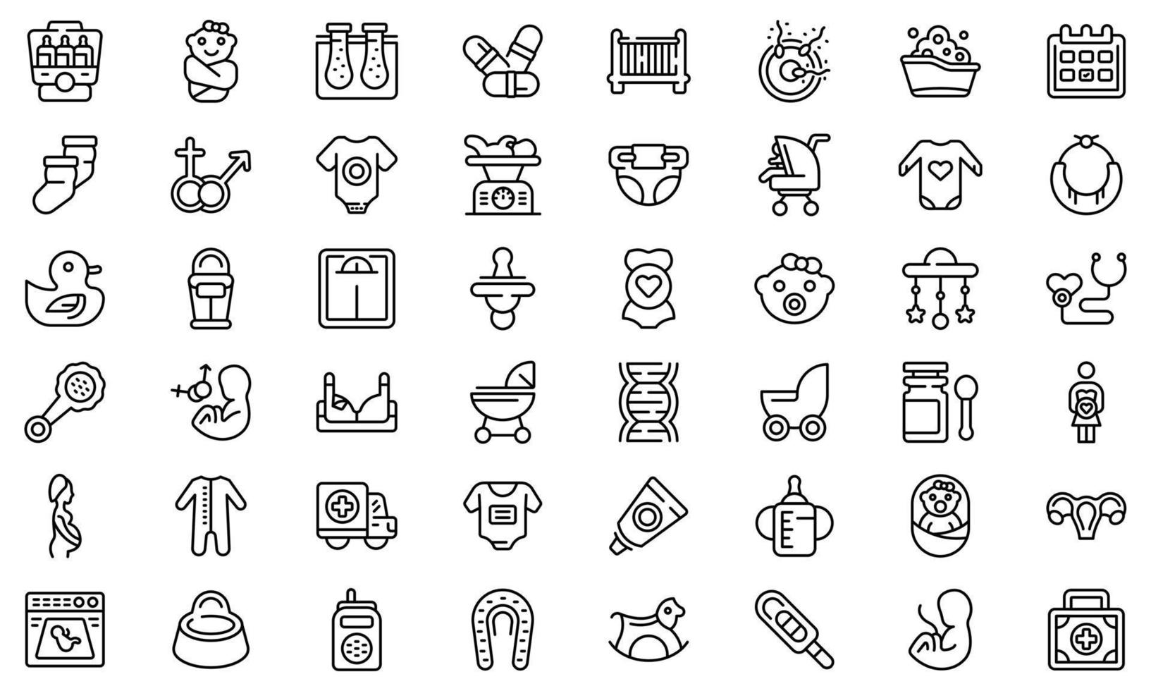 Maternity icons set, outline style vector