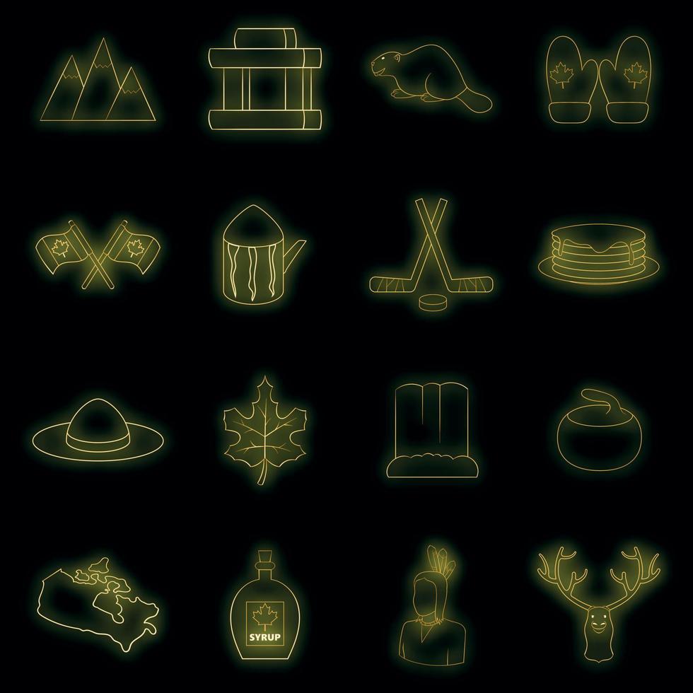 Canada icons set vector neon