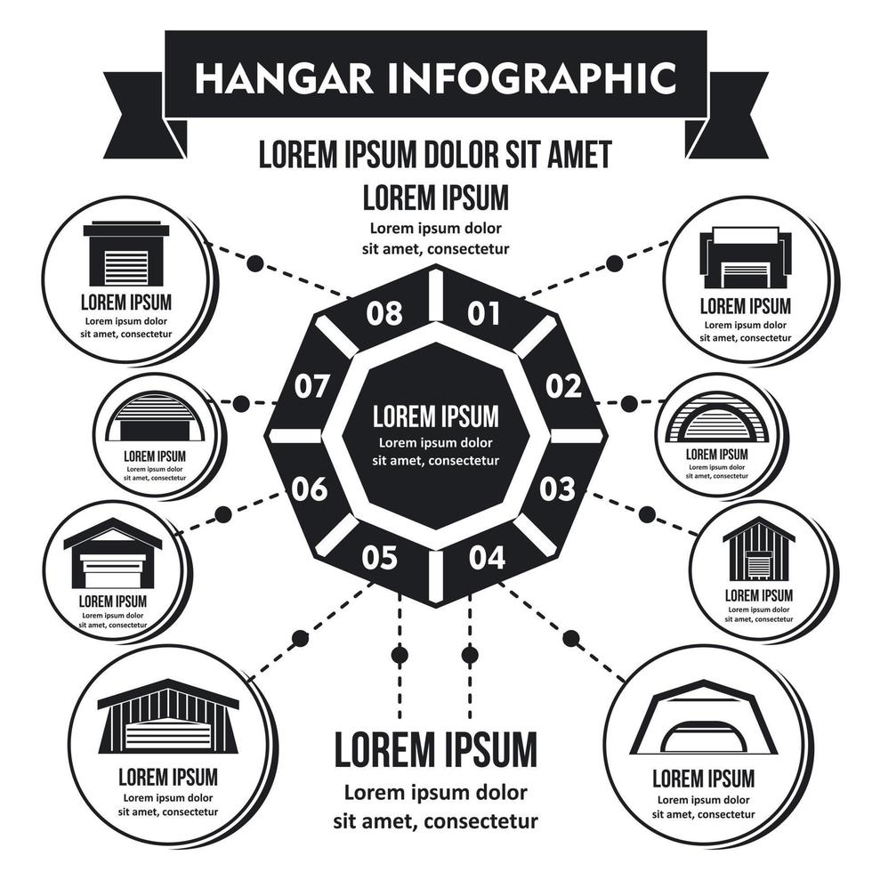 Hangar infographic concept, simple style vector