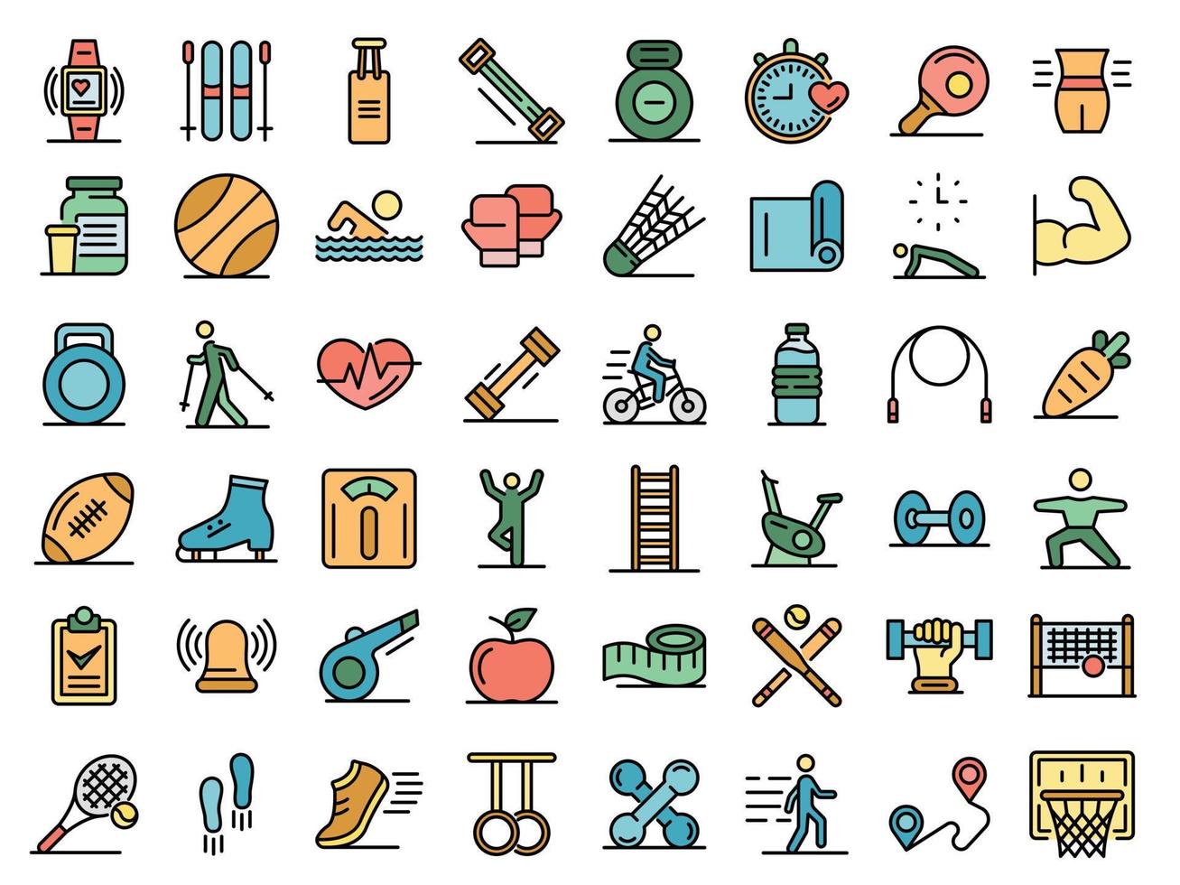 Outdoor fitness icons vector flat
