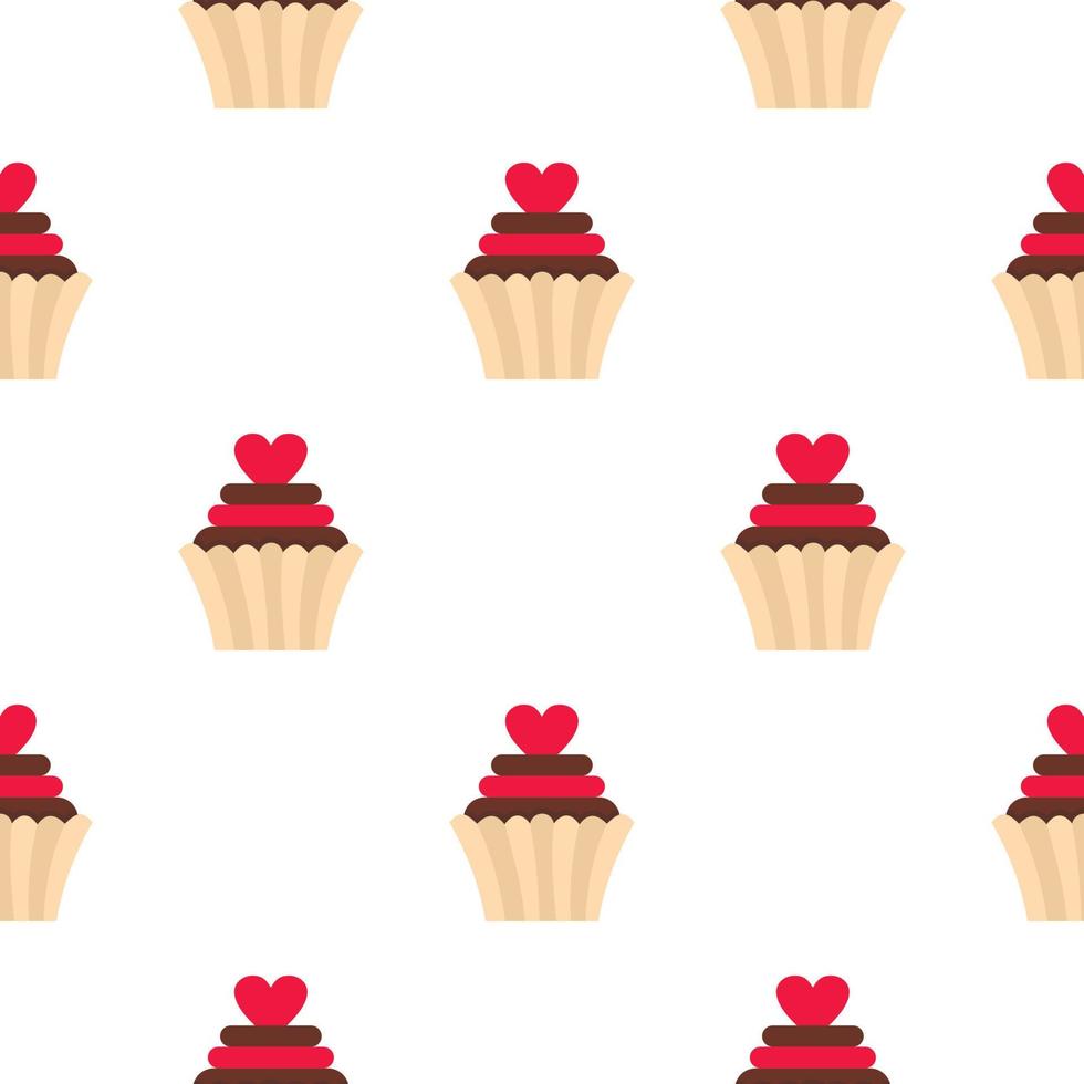 Valentine cupcake pattern seamless vector