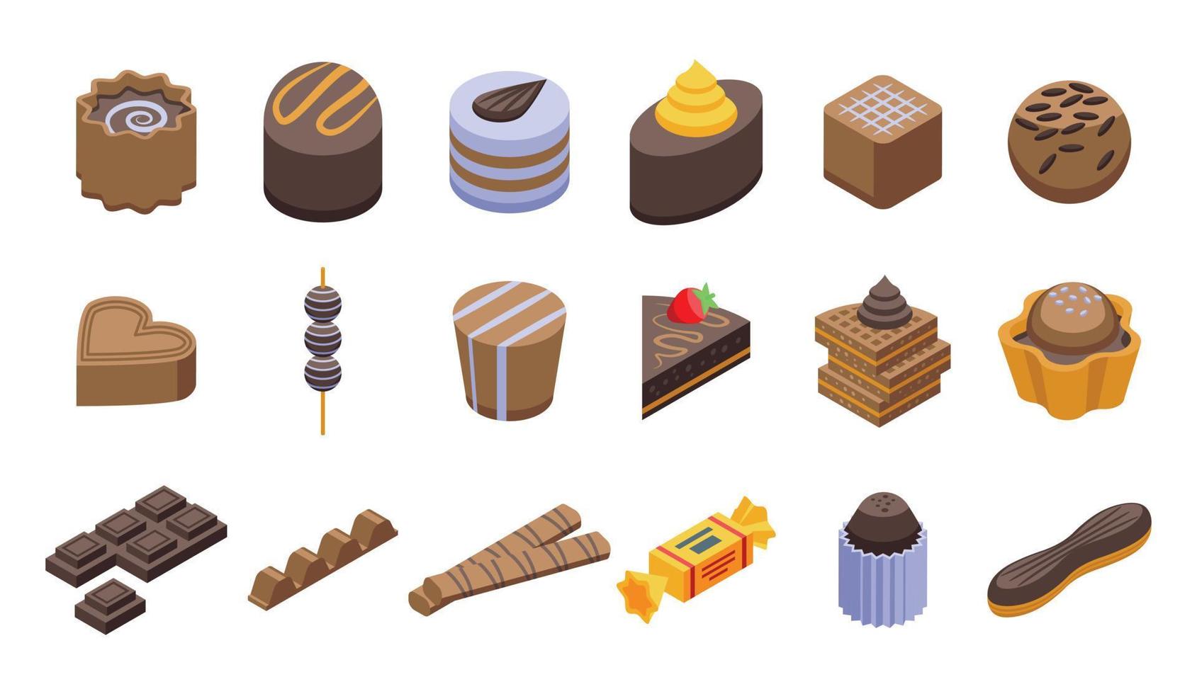Chocolate festival icons set isometric vector. Easter animal vector