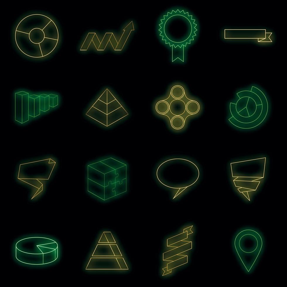 Infographic design icons set vector neon