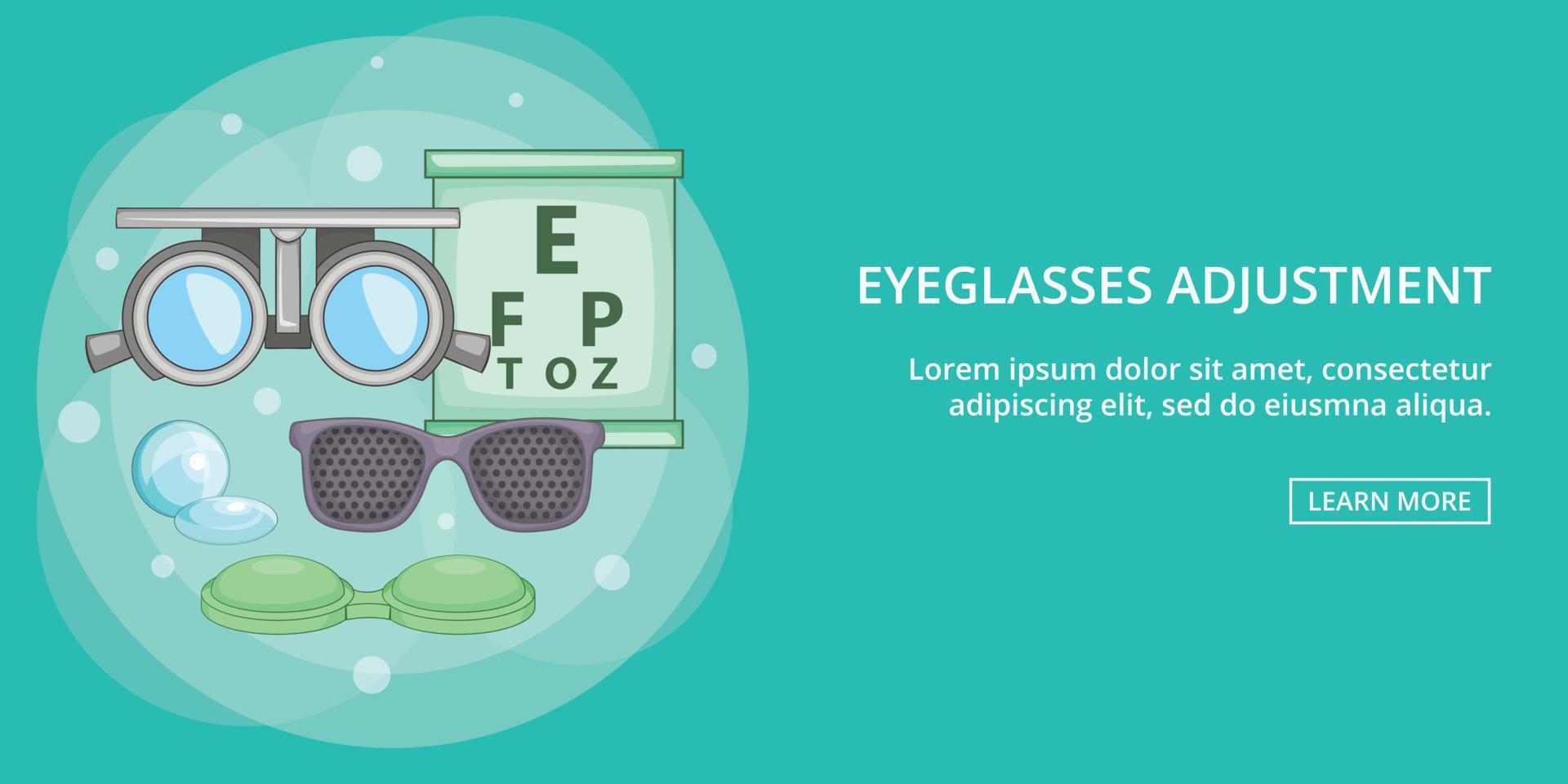 Eyeglasses banner horizontal, cartoon style vector