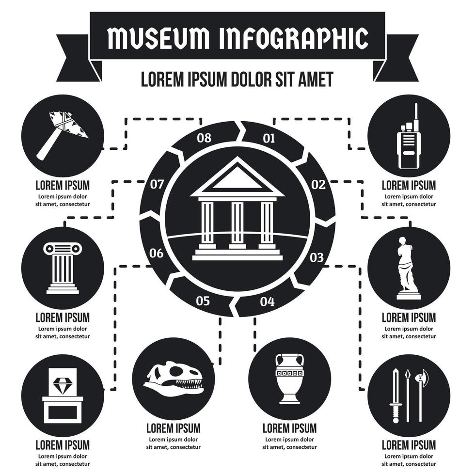 concepto infográfico del museo, estilo simple vector