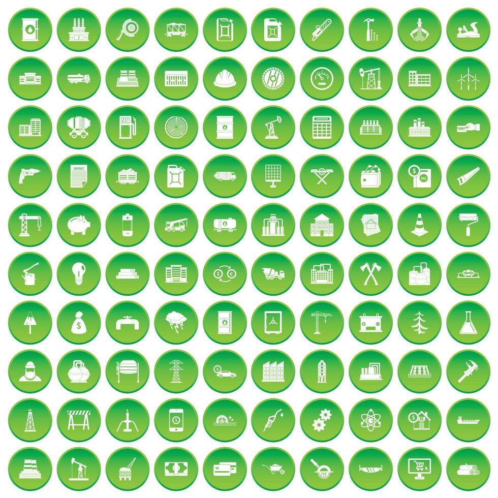 100 iconos de plantas establecer círculo verde vector