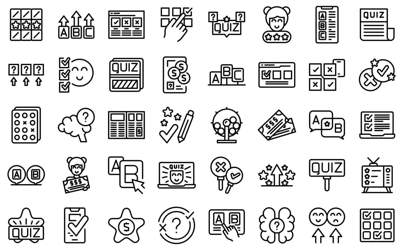 Quiz icons set outline vector. Bubble poll vector