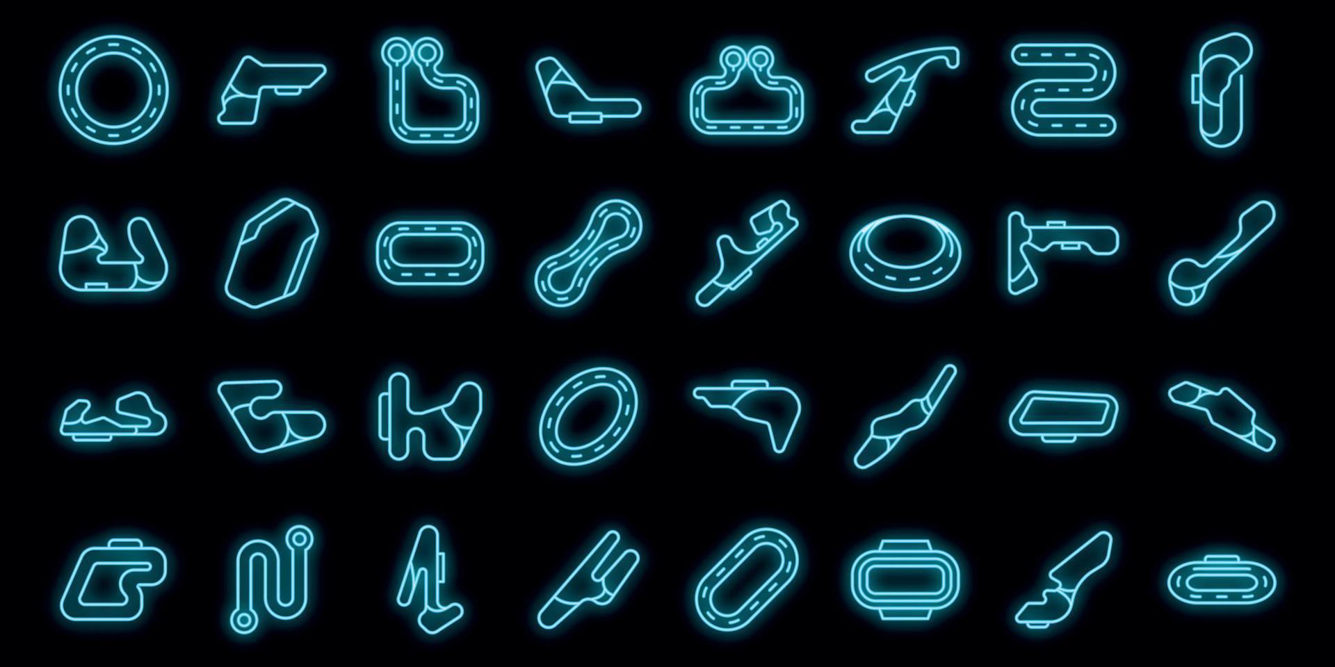 Racetrack icons set outline vector. Track map vector neon