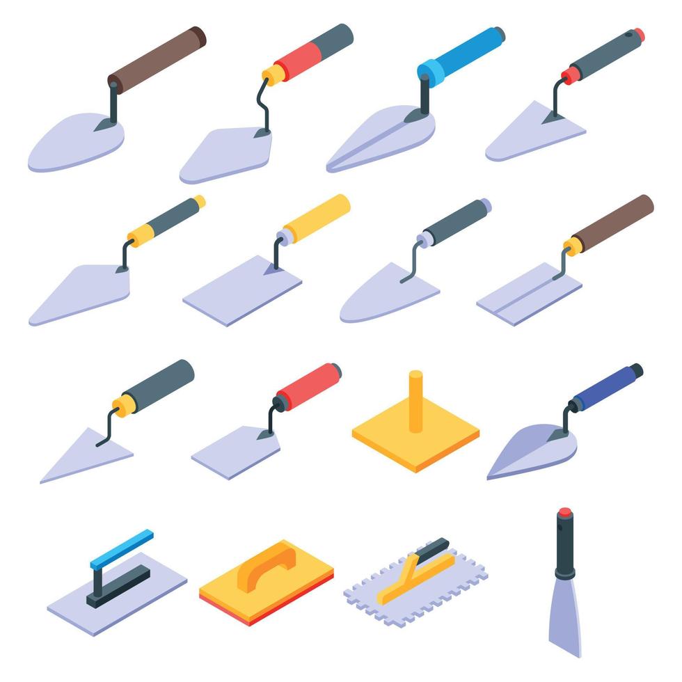 Trowel icons set, isometric style vector