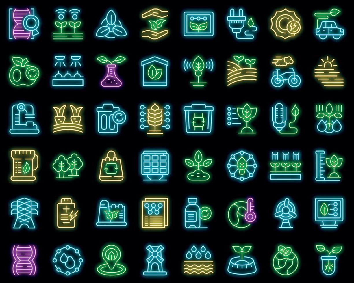 Space aliens icons set outline vector. Rocket spaceship vector neon