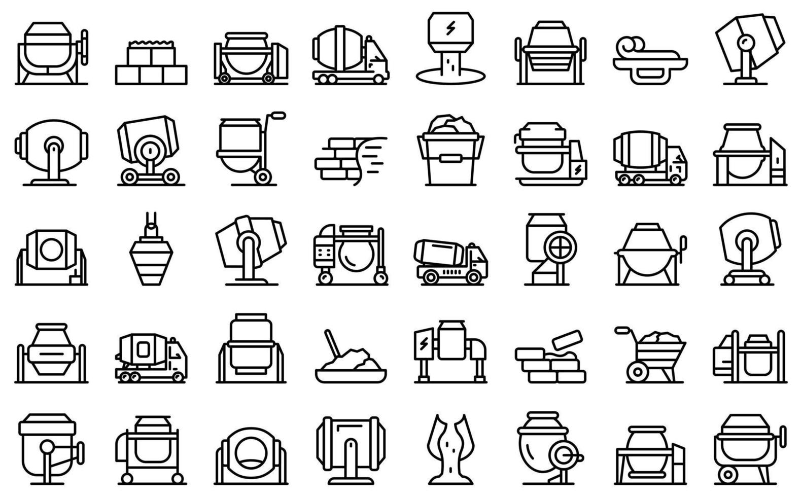 Concrete mixer icons set outline vector. Cement truck vector