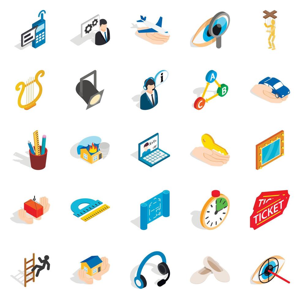 Office icons set, isometric style vector