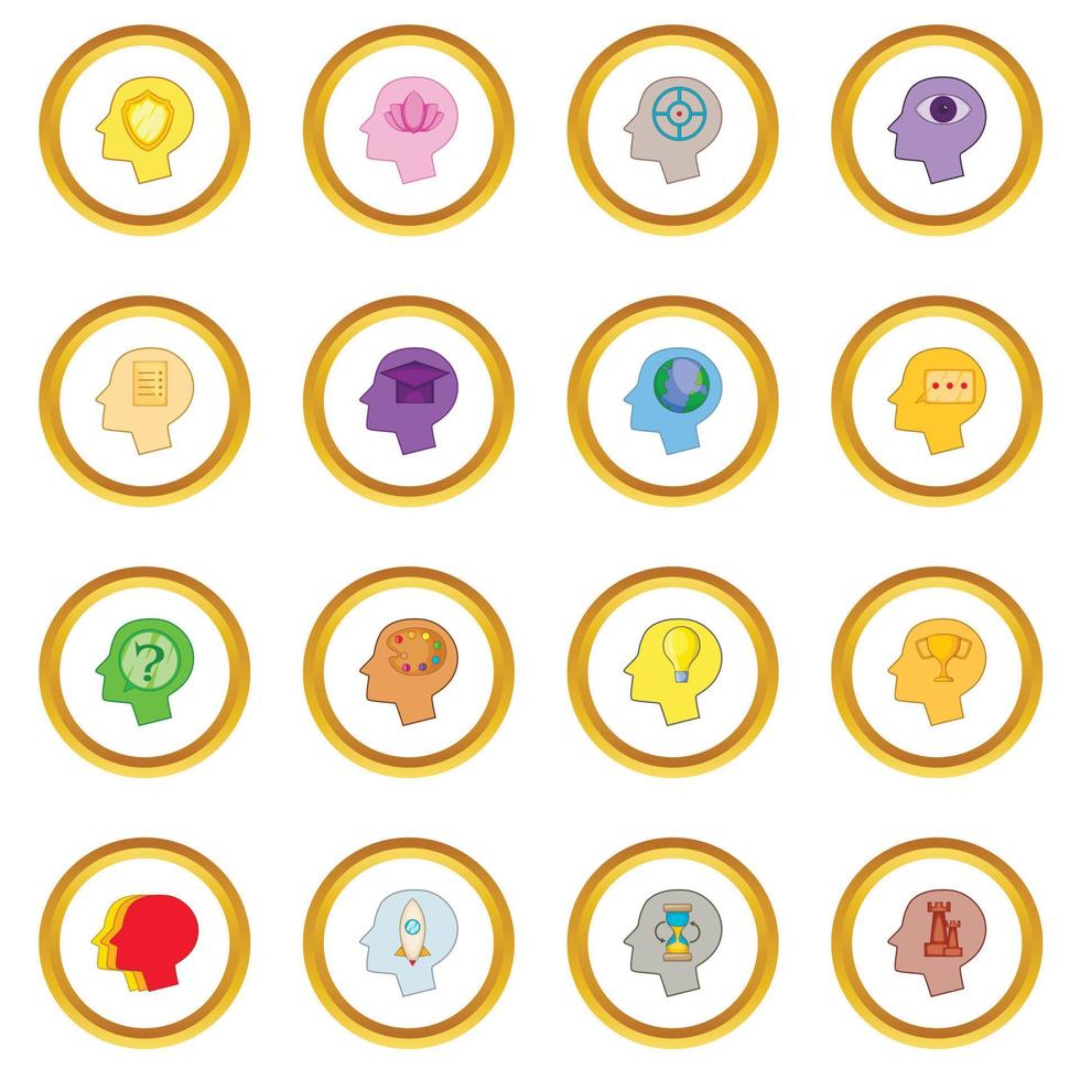 Human mind head icons circle vector