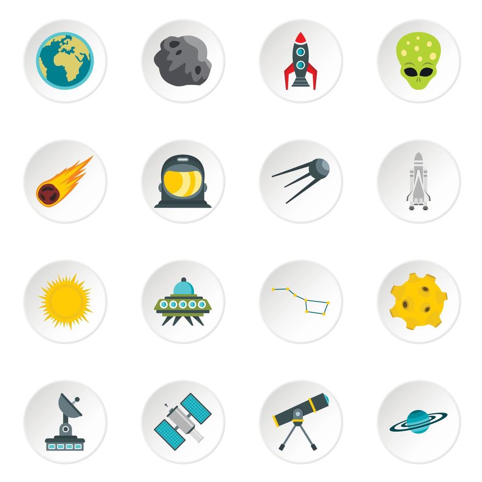 Space set flat icons vector