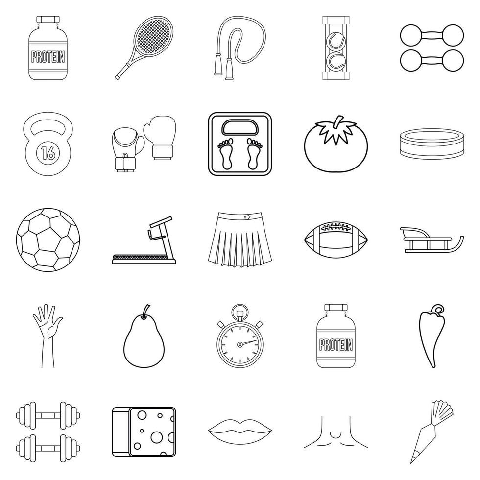 Track and field icons set, outline style vector