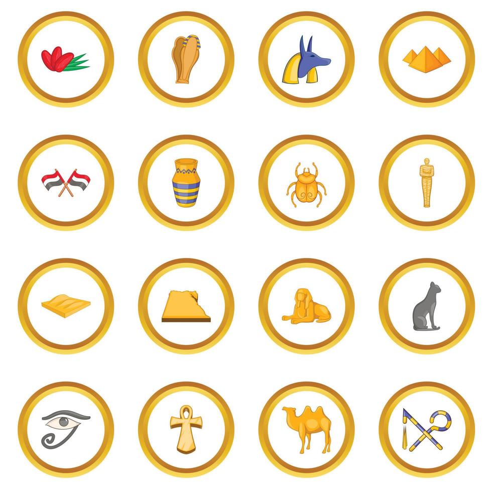 Egypt travel icons circle vector