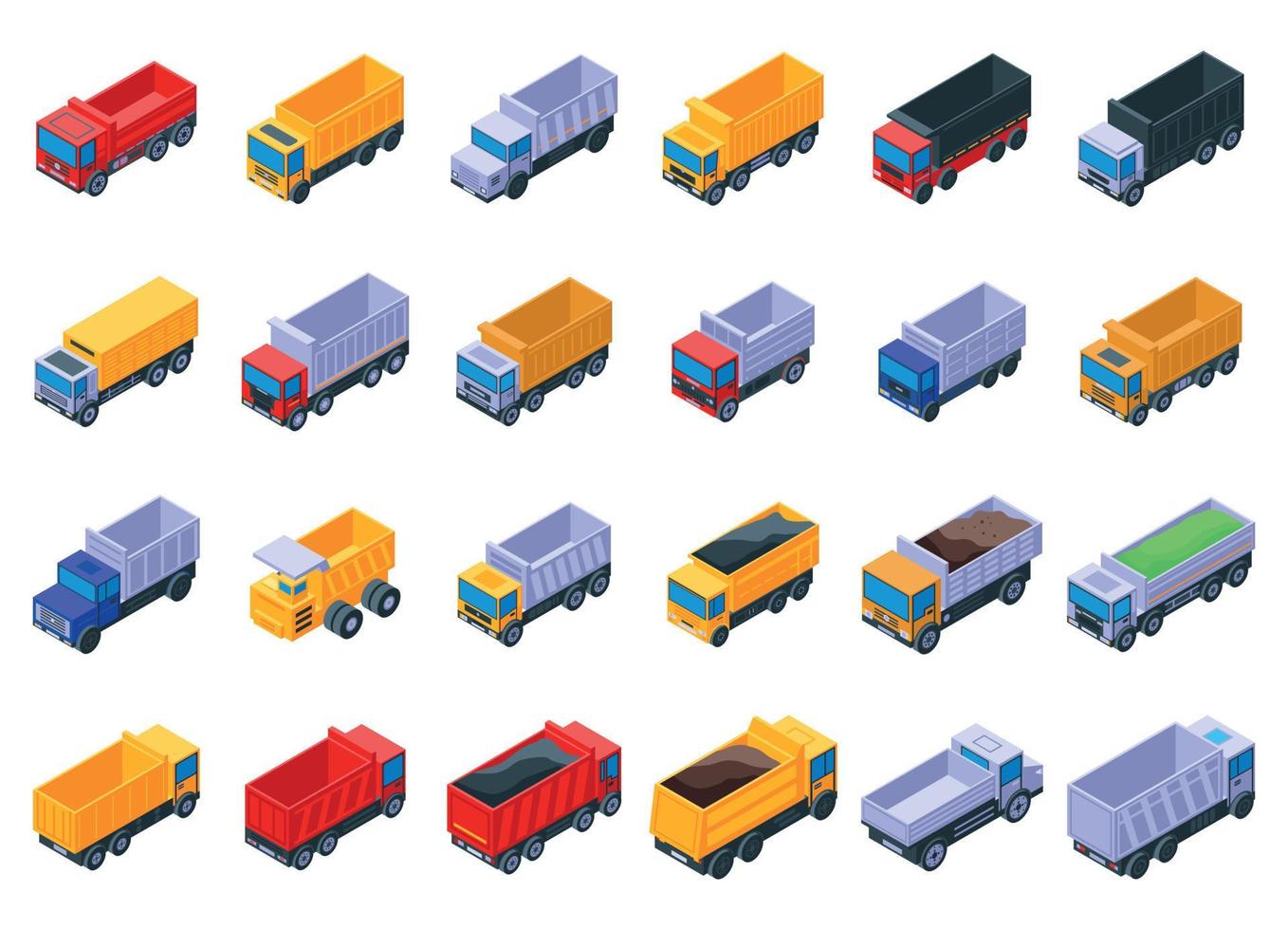 Tipper icons set, isometric style vector