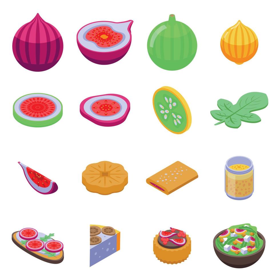 Figs icons set, isometric style vector