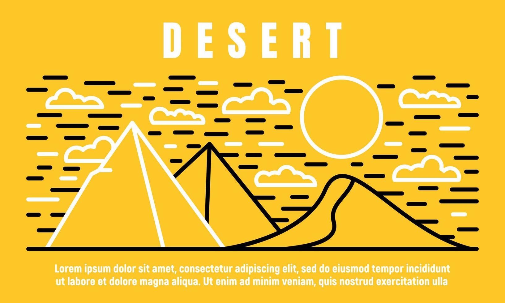 Desert banner, outline style vector