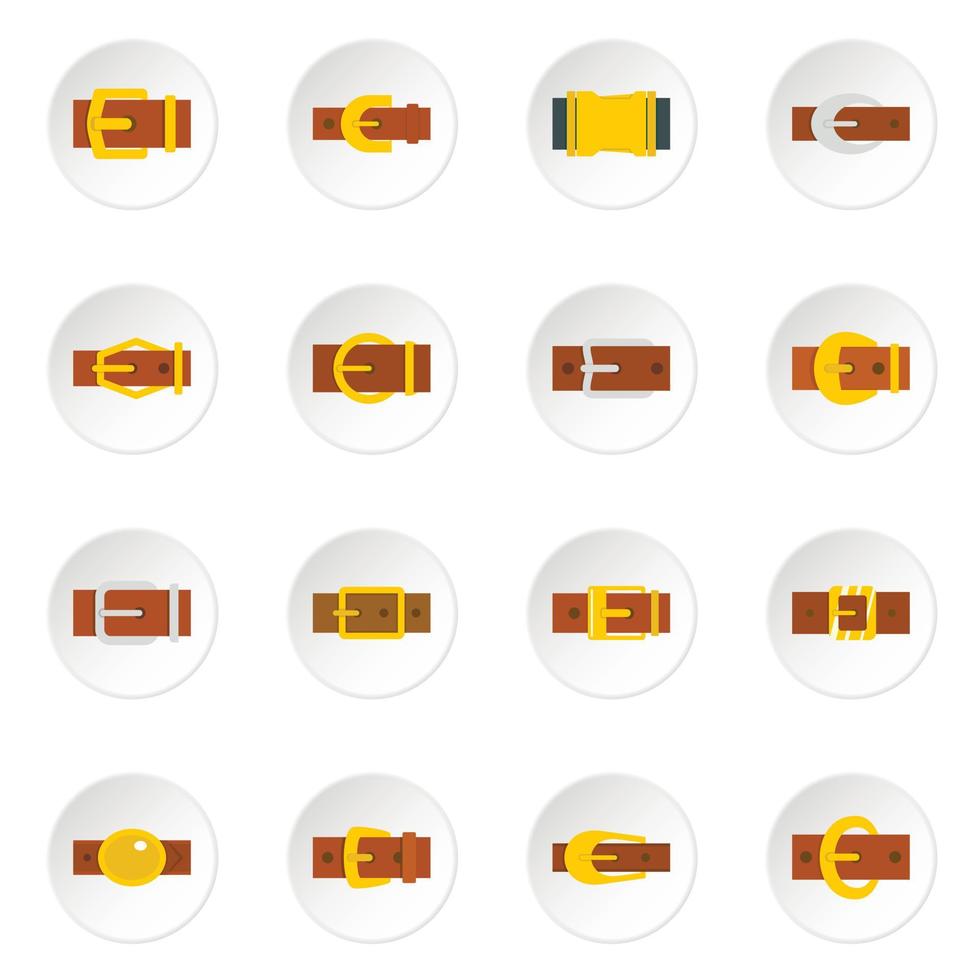 Belt buckles icons set in flat style vector