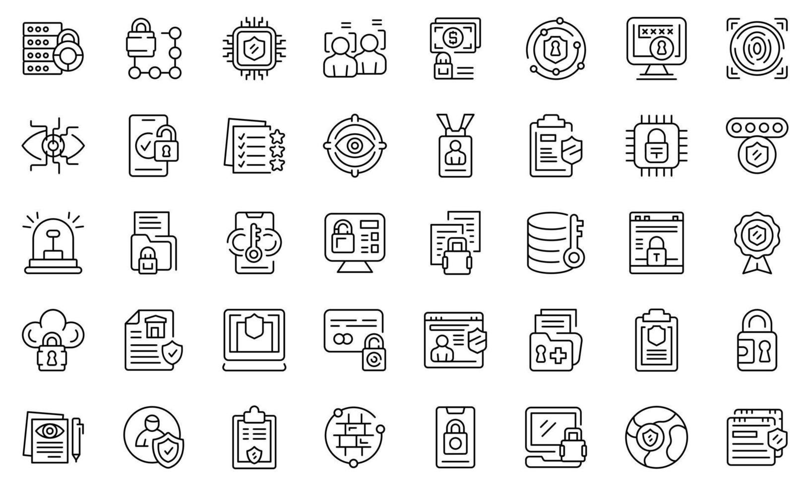 Privacy Policy icons set outline vector. Gdpr safety standard vector