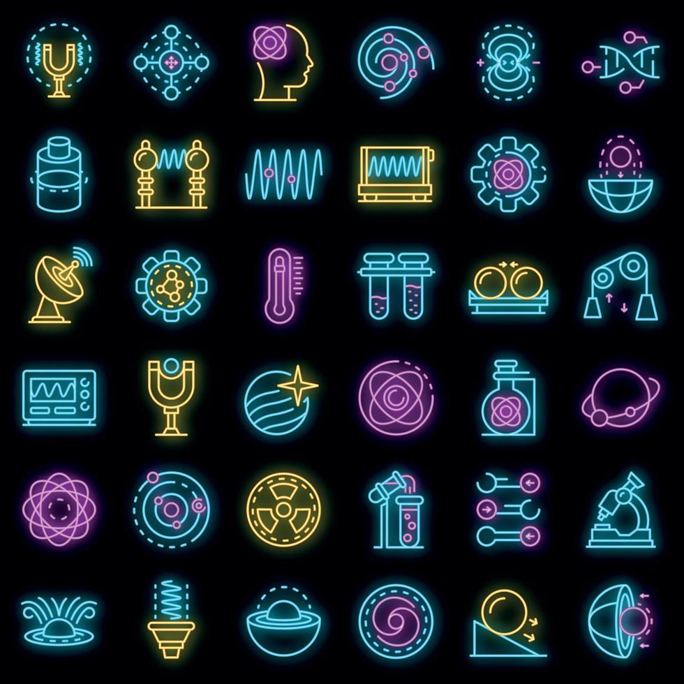 Biophysics icons set vector neon