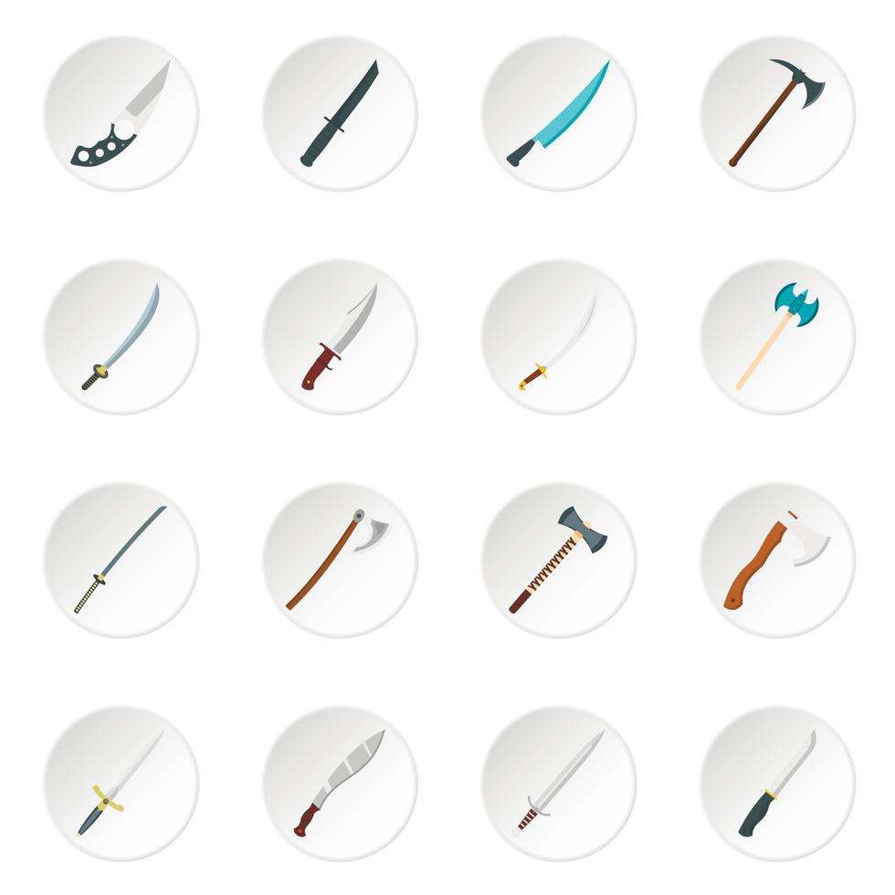 Steel arms symbols icons set in flat style vector