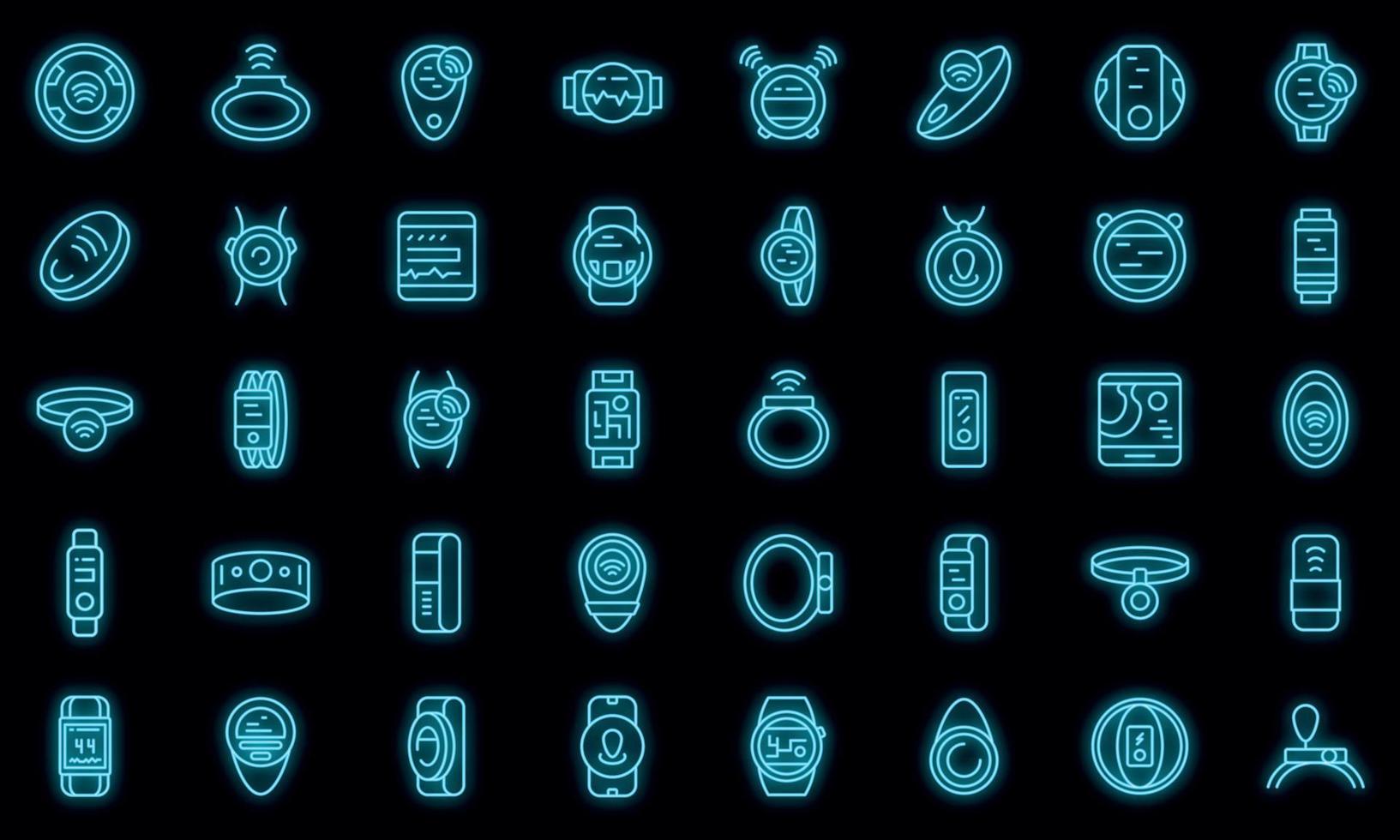 Wearable tracker icons set vector neon