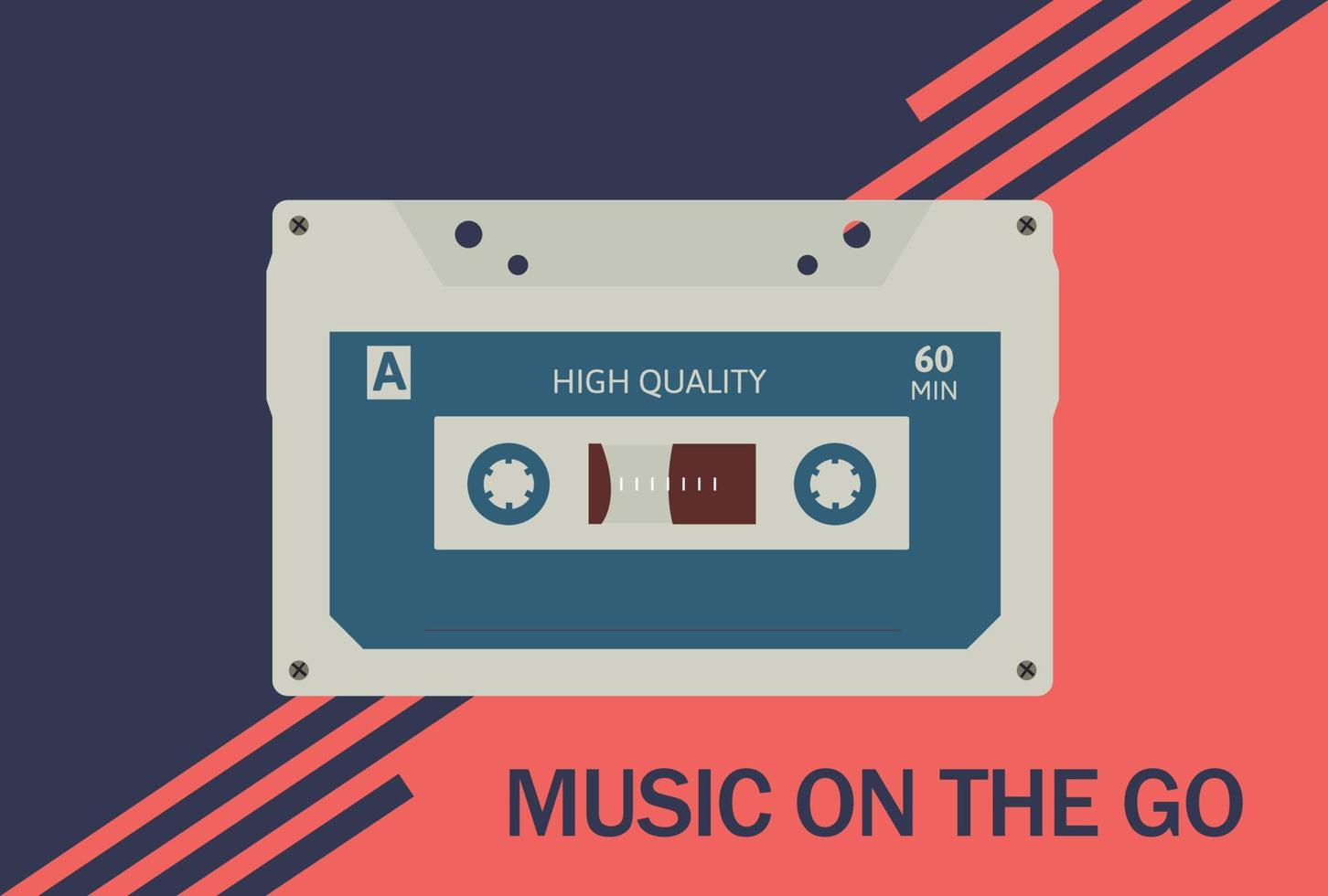 Retro Audio Cassette Music On The Go vector