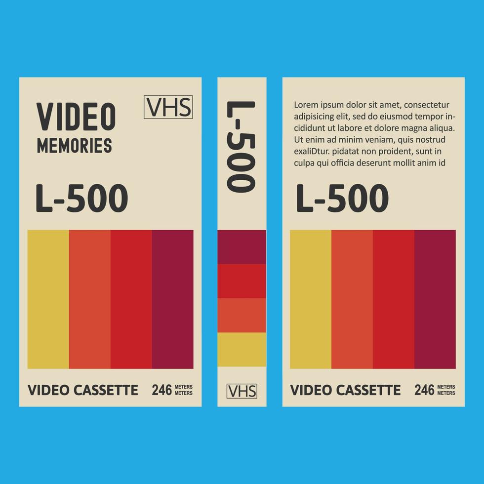 lados de la cubierta vhs cubierta completa de un casete vhs vector