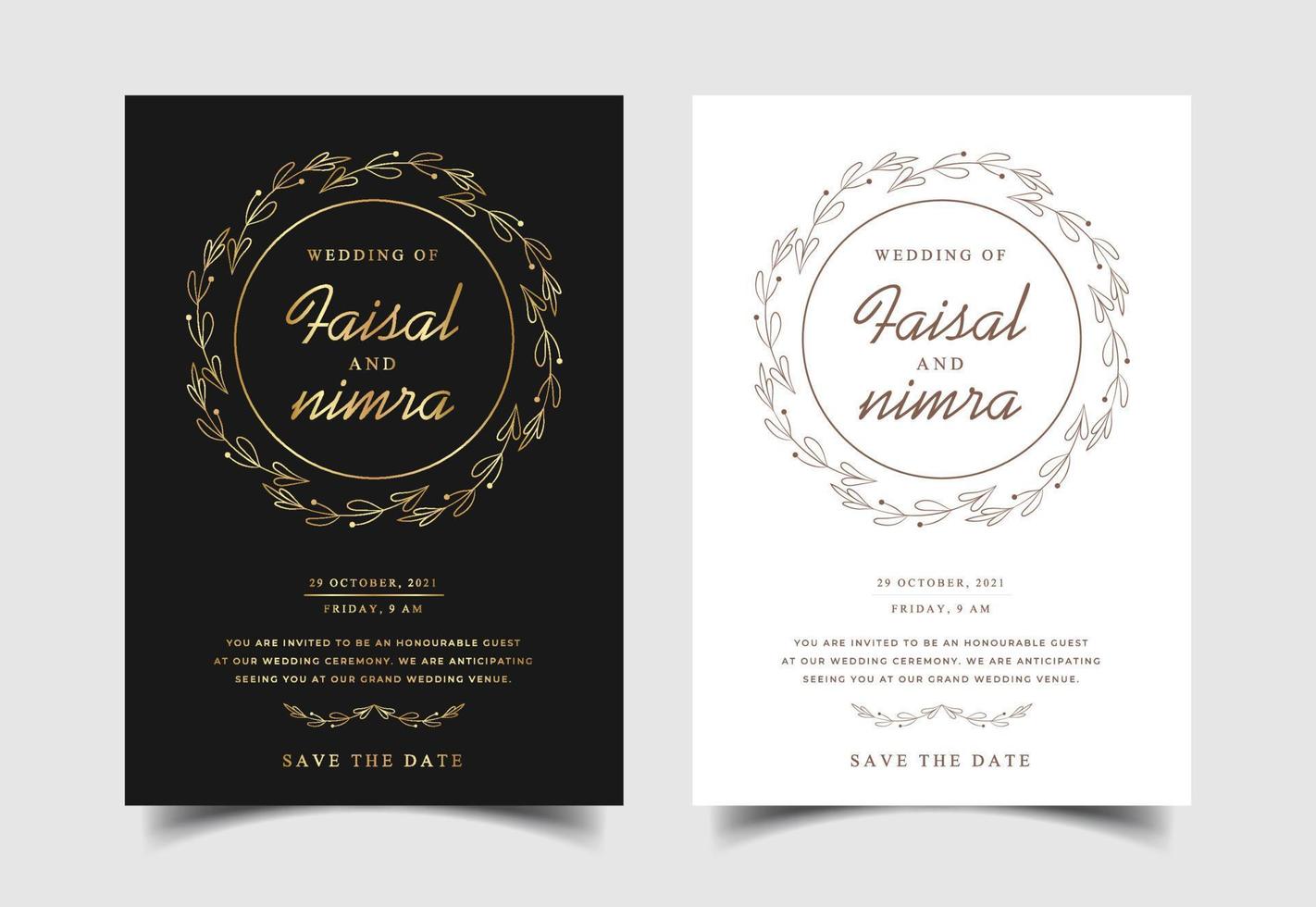 tarjeta de invitación de boda floral y botánica dibujada a mano vector