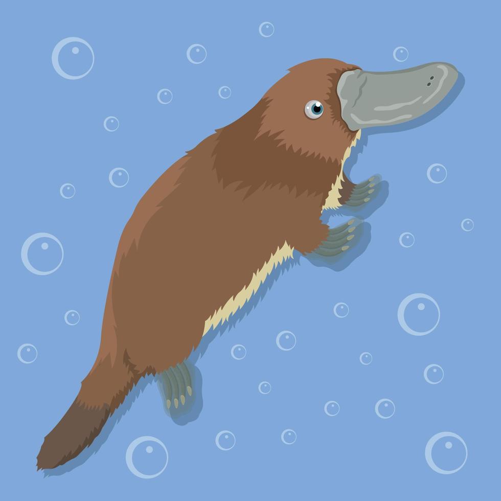 cartoon platypus with bubble background vector