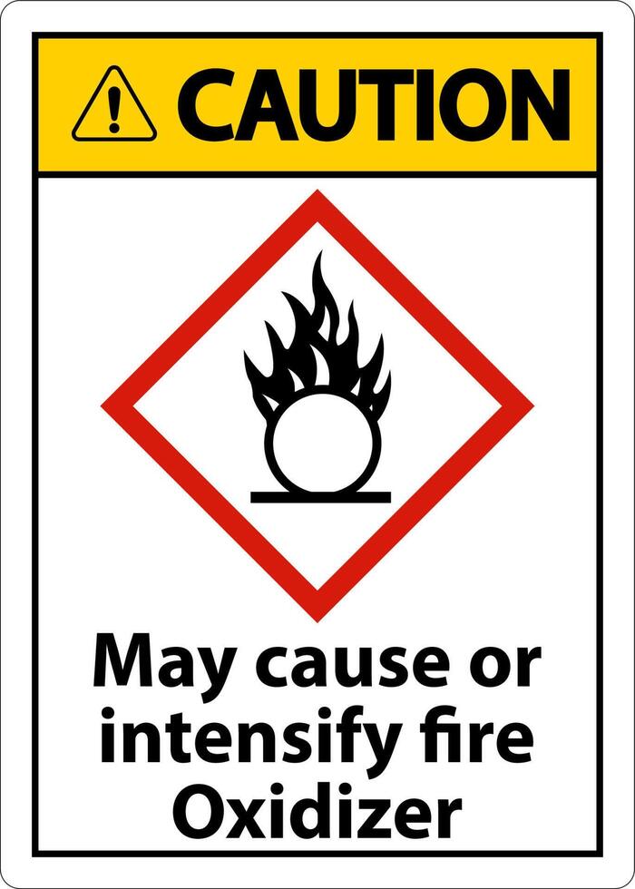 Caution May Cause Or Intensify Fire GHS Sign On White Background vector