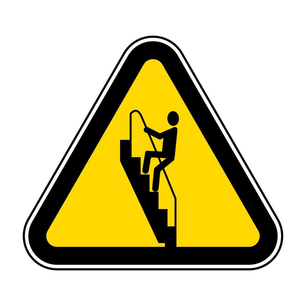 Caution Walk Down Stairs Backwards Sign vector