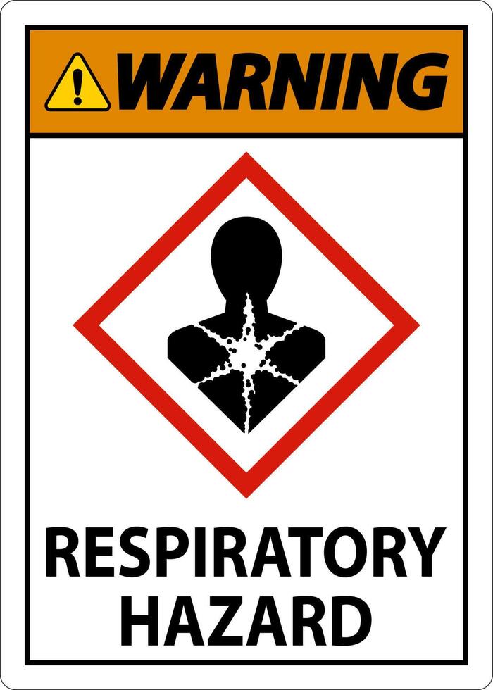 Warning Respiratory Hazard GHS Sign On White Background vector